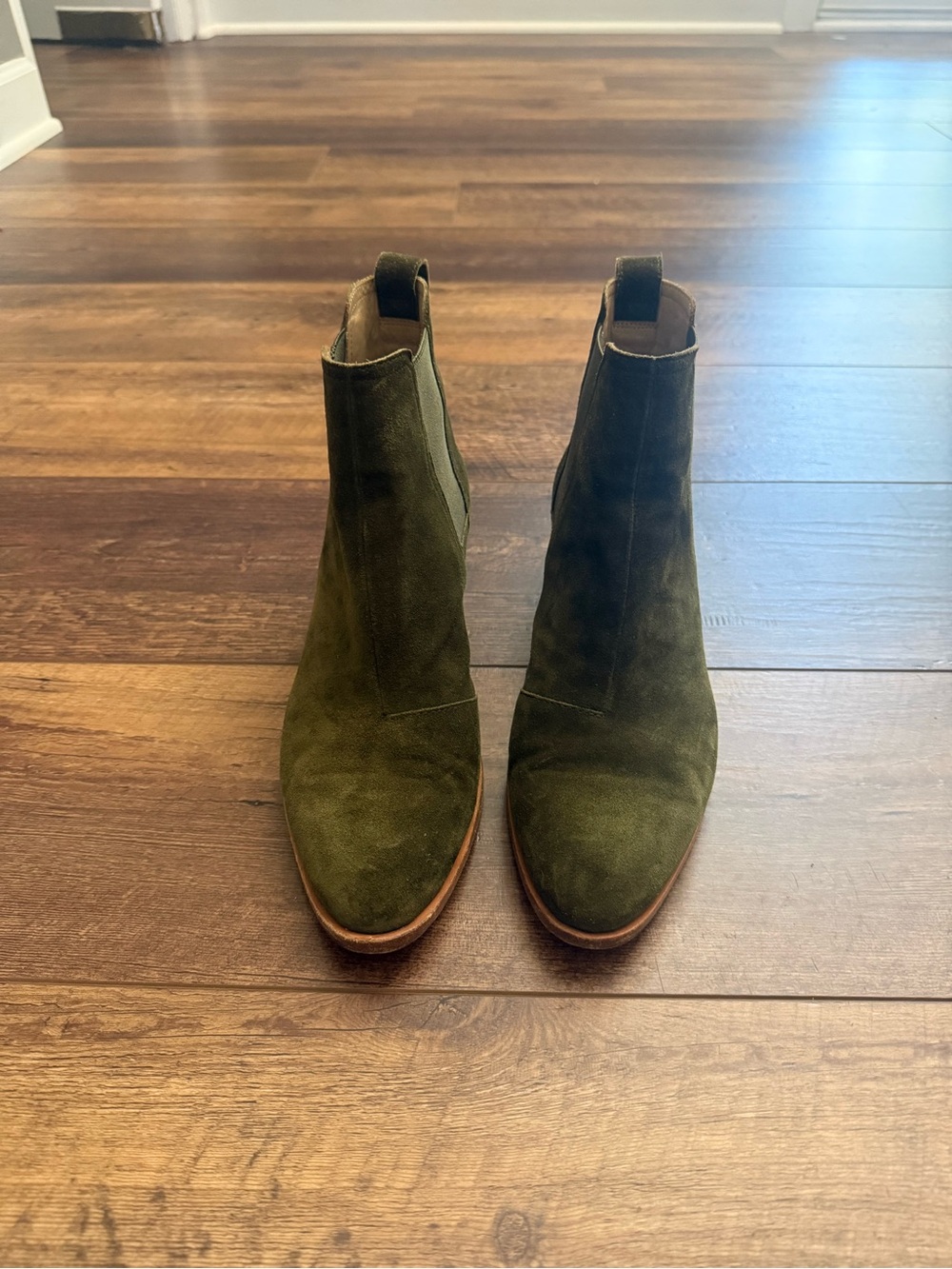 rag & bone Olive Green Suede Chelsea Booties